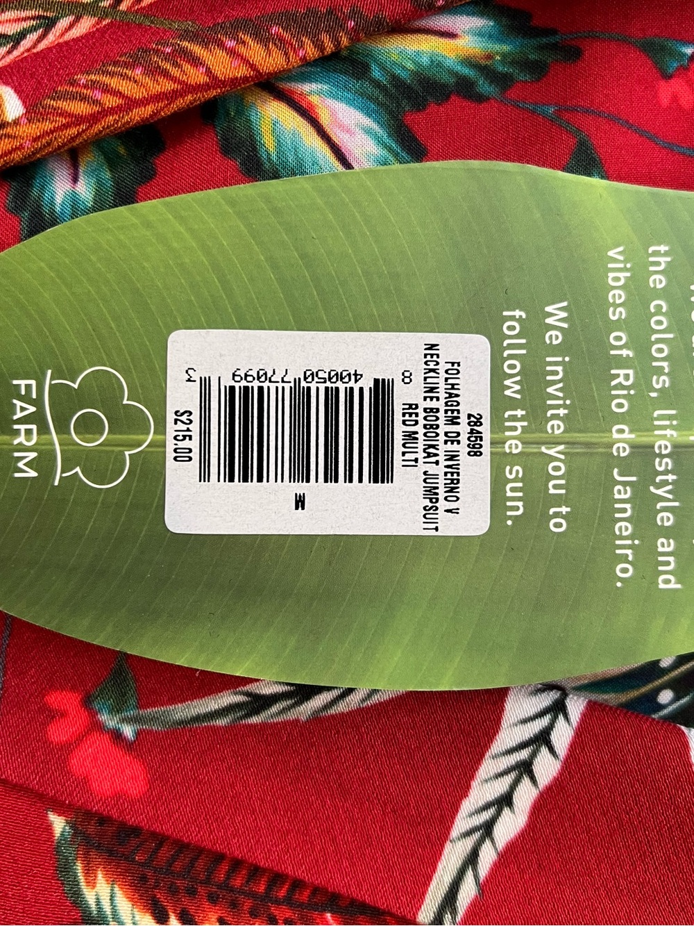 FARM Rio Red Tropical Print Jumpsuit - Picture 3 of 3